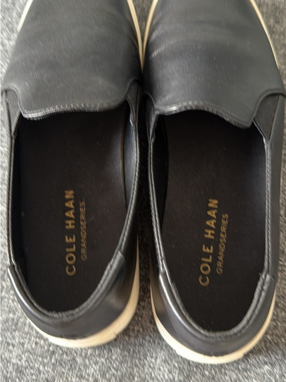 Cole Haan Black Slip-On Sneakers with Cream Trim